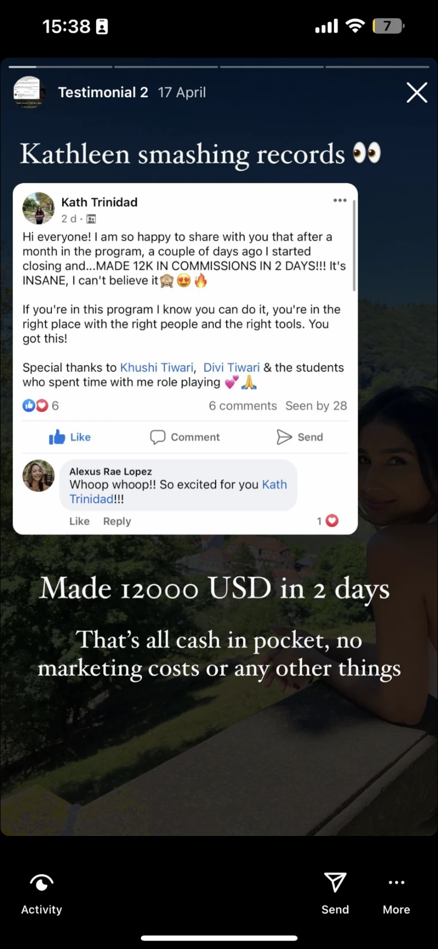 Student made $12,000 in commissions in 2 days